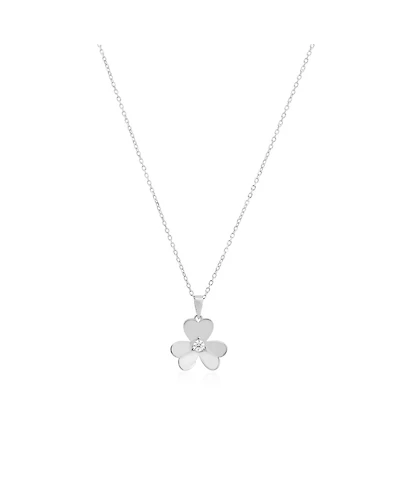 The Lovery Clover Petal Cz Necklace Sterling Silver