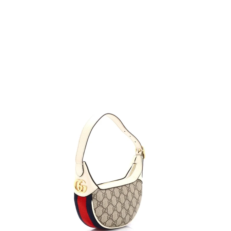 Pre-Owned Gucci Mini Ophidia Half Moon Bag Gg Coated Canvas