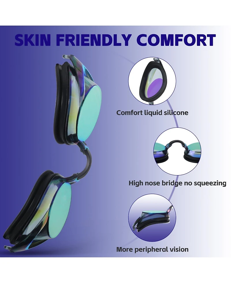 Gnuadz 2pieces Racing Swim Goggles Adult 180degree(s) Panoramic Bungee Strap No Leak