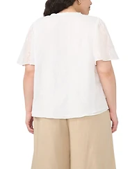 Vince Camuto Plus Tie Neck Short-Sleeve Top