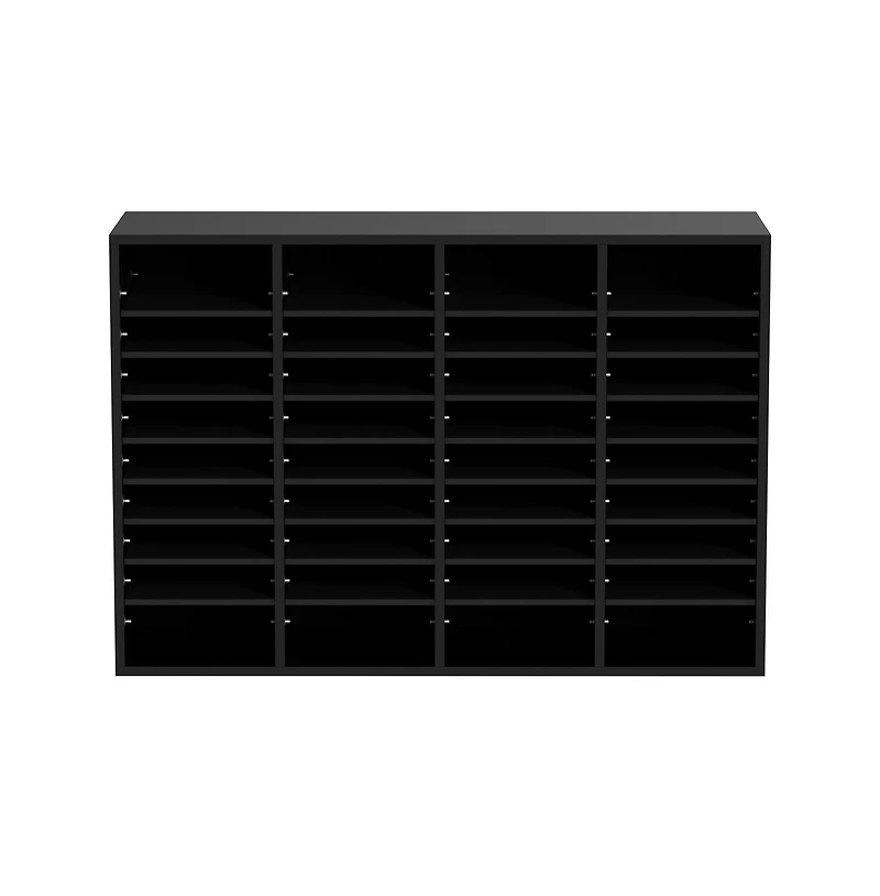 Sugift Compartment Wood Literature Organizer File Sorter with Shelves