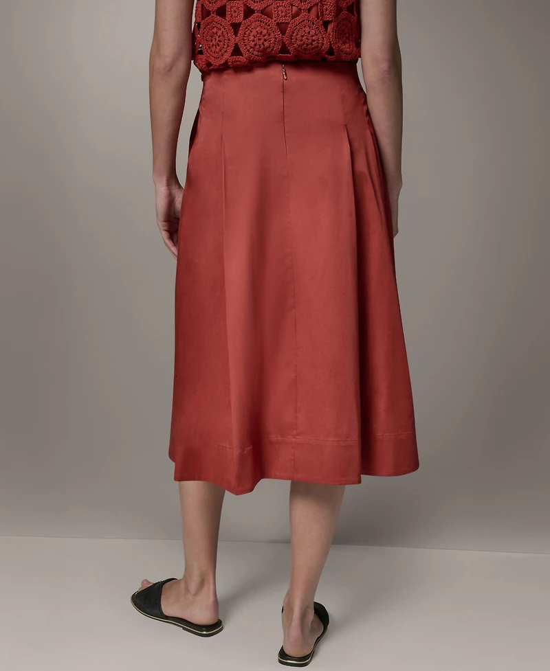 Donna Karan New York Women's Back Zipper Pleated Midi Skirt