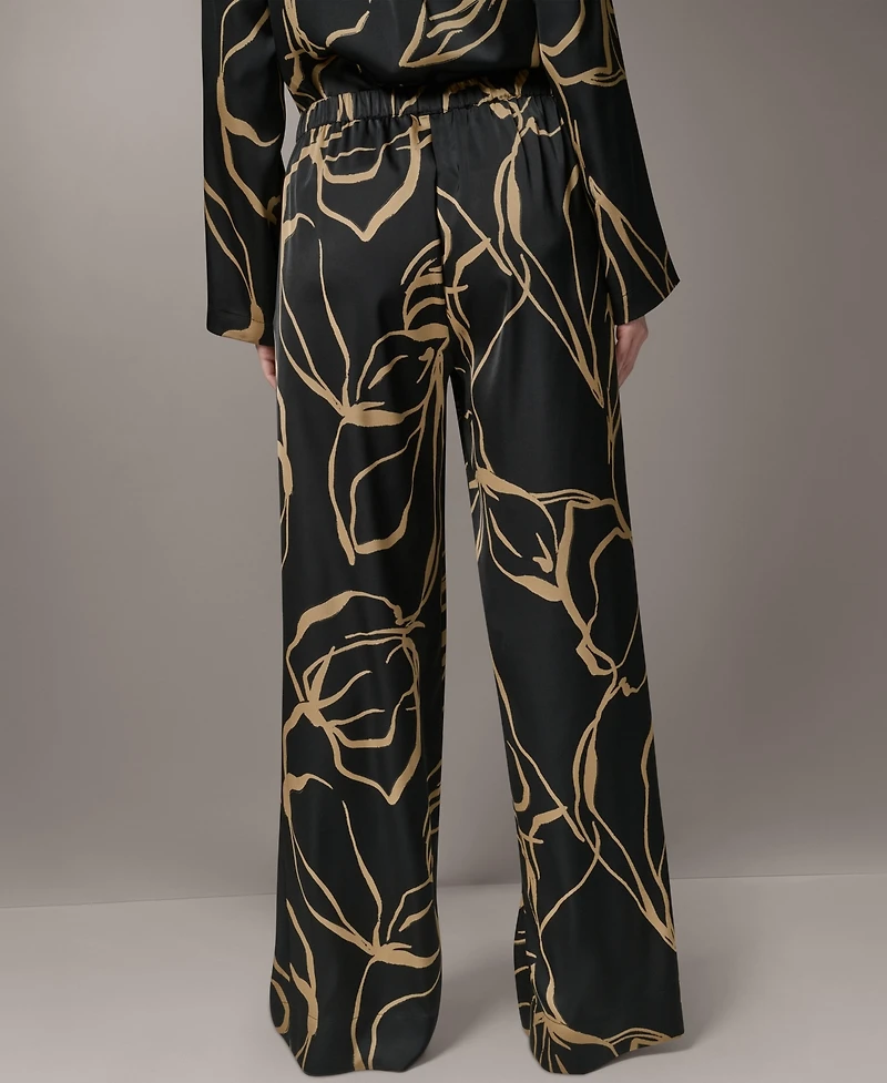 Donna Karan New York Women's Printed Wide-Leg Pull-On Pants