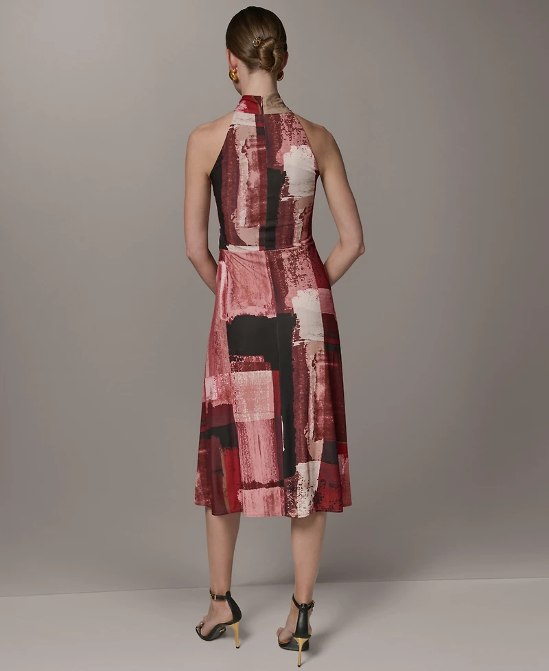 Donna Karan New York Women's Printed Halter Neck Dress
