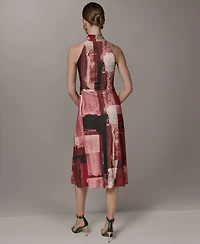 Donna Karan New York Women's Printed Halter Neck Dress