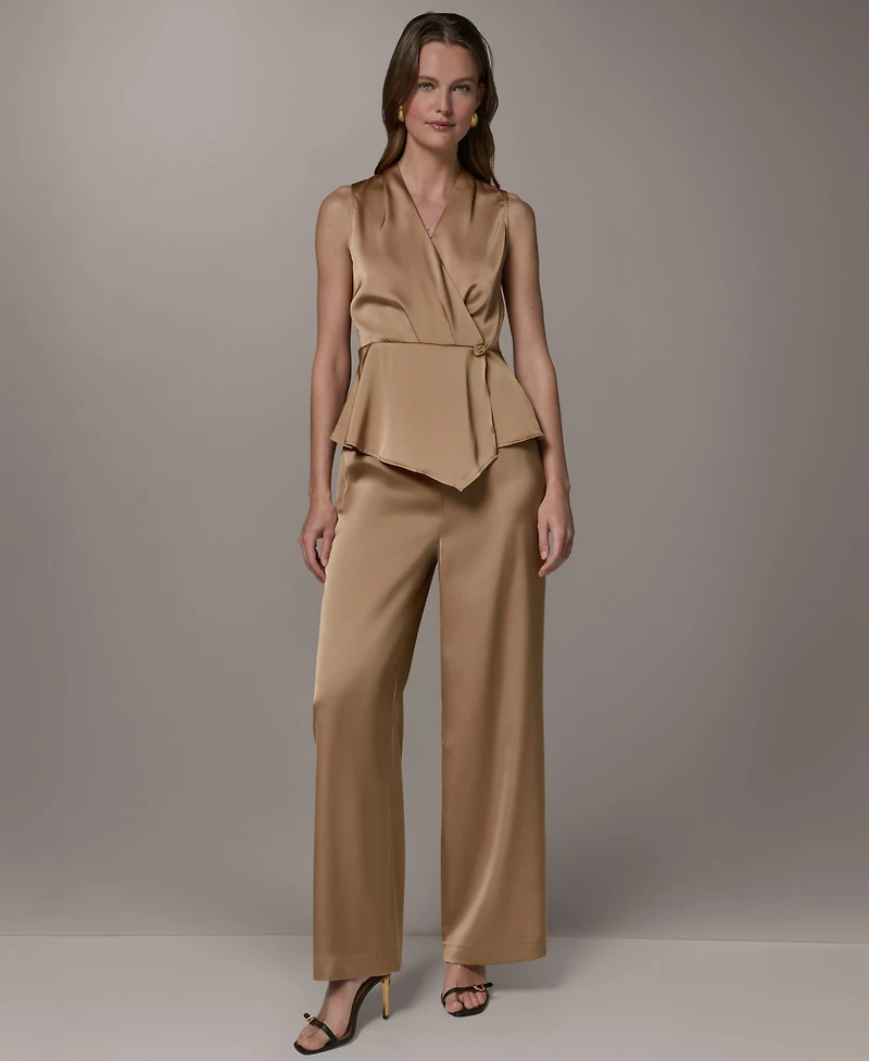 Donna Karan New York Women's Sleeveless Peplum Faux Wrap Top