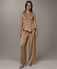 Donna Karan New York Women's Sleeveless Peplum Faux Wrap Top