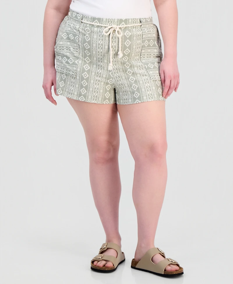 Derek Heart Trendy Plus Striped Rope-Belt Shorts