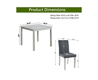sumyeg 5-Piece Silver Grey Crystal Accent Wood Dining Set with Square Kitchen Table and 4 Upholstered Chairs