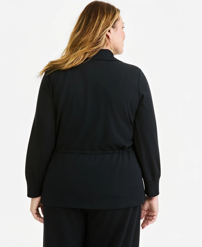 Style & Co Plus Lux Ft Snap Completer French-Terry Jacket, Macy's Exclusive