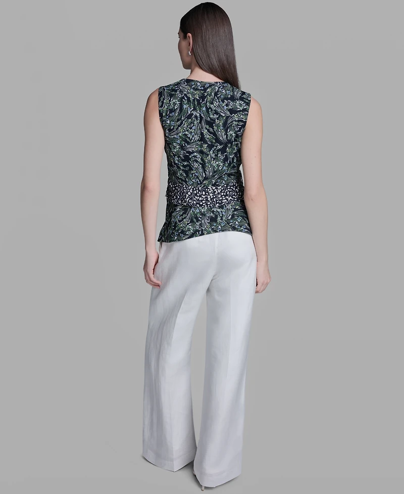 Bcbg Women's Sleeveless Wrap Front V-Neck Polyester Top