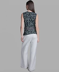 Bcbg Women's Sleeveless Wrap Front V-Neck Polyester Top