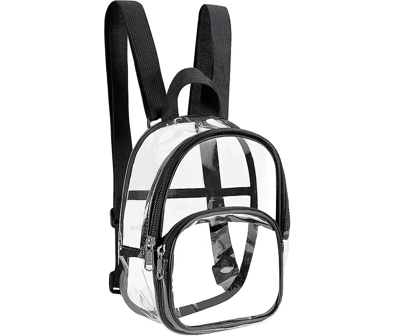 Clear Mini Backpack Stadium Approved, With Reinforced Straps & Front Pocket - Perfect for School, Security Sporting