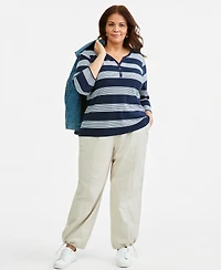 Style & Co Plus Multi-Stripe 3/4-Sleeve Henley, Macy's Exclusive
