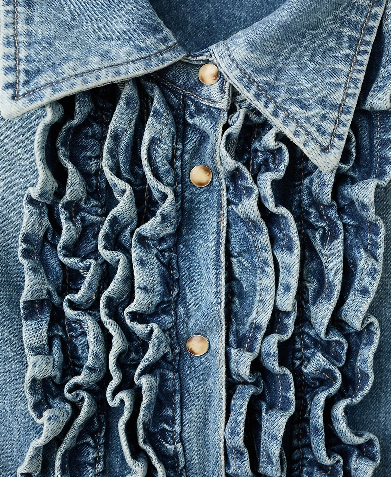 Mango Women's Ruffled Denim Shirt