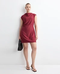 Mango Women's Asymmetrical Draped Short Dress
