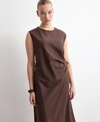 Mango Women's Knot Detail Wrap Midi-Dress