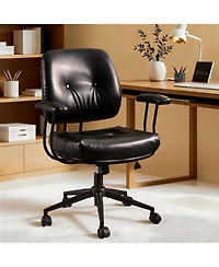 Xizzi Ergonomic Mid Back Swivel Office Chair, Extra Wide Comfy Desk Chair with Lumbar Support, Height Adjustable Home Task