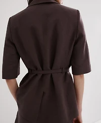 Mango Women's Belted Linen Suit Blazer