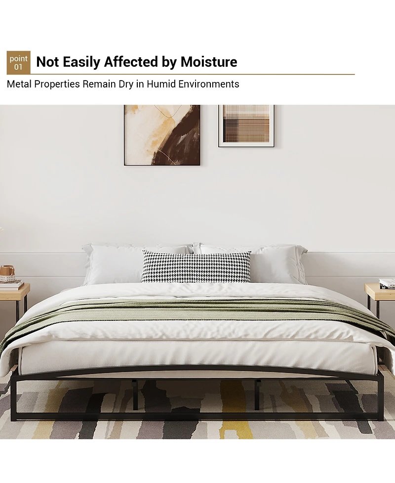 homfan 10-Inch Platform Bed Frame with Arched Design, Low Profile, Noise-Reducing Frame, No Box Spring Needed