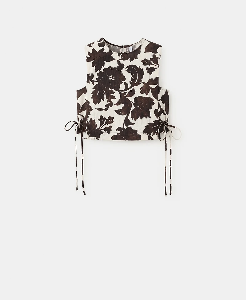 Mango Women's Floral-Printed Cropped Blouse