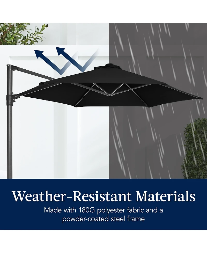 Best Choice Products 10ft 360° Rotating Cantilever Easy Auto Open Patio Umbrella w/ Solar Led Lights