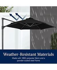 Best Choice Products 10ft 360° Rotating Cantilever Easy Auto Open Patio Umbrella w/ Solar Led Lights