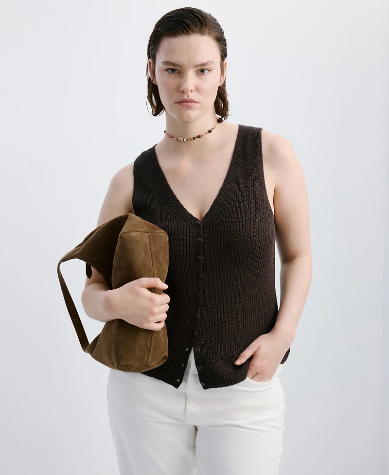 Mango Women's Lace Pattern Knitted Vest