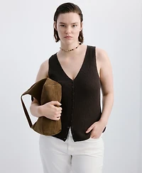 Mango Women's Lace Pattern Knitted Vest
