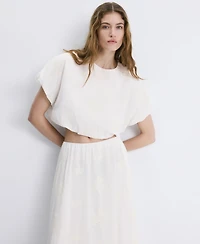Mango Women's Embroidered Details Cotton Blouse