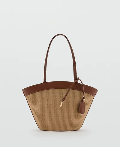 Mango Women's Contrast Canvas Shopper Bag