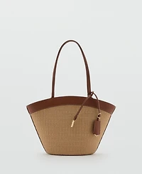 Mango Women's Contrast Canvas Shopper Bag