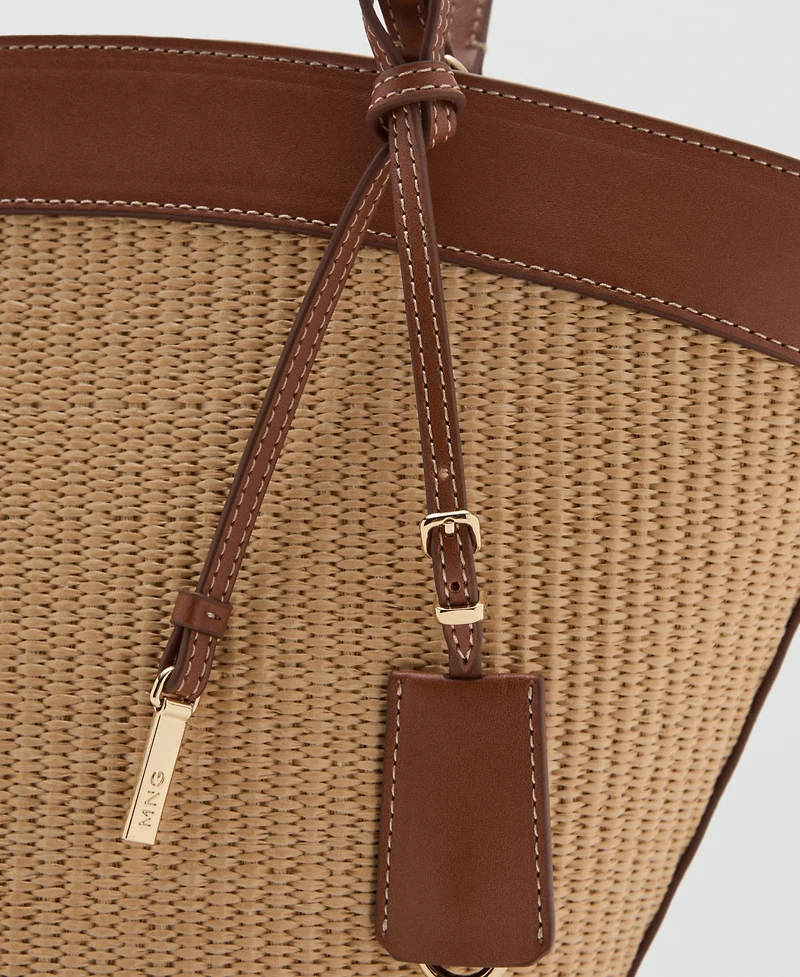 Mango Women's Contrast Canvas Shopper Bag