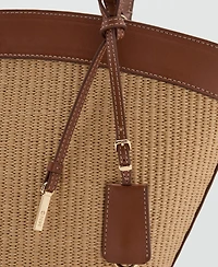 Mango Women's Contrast Canvas Shopper Bag