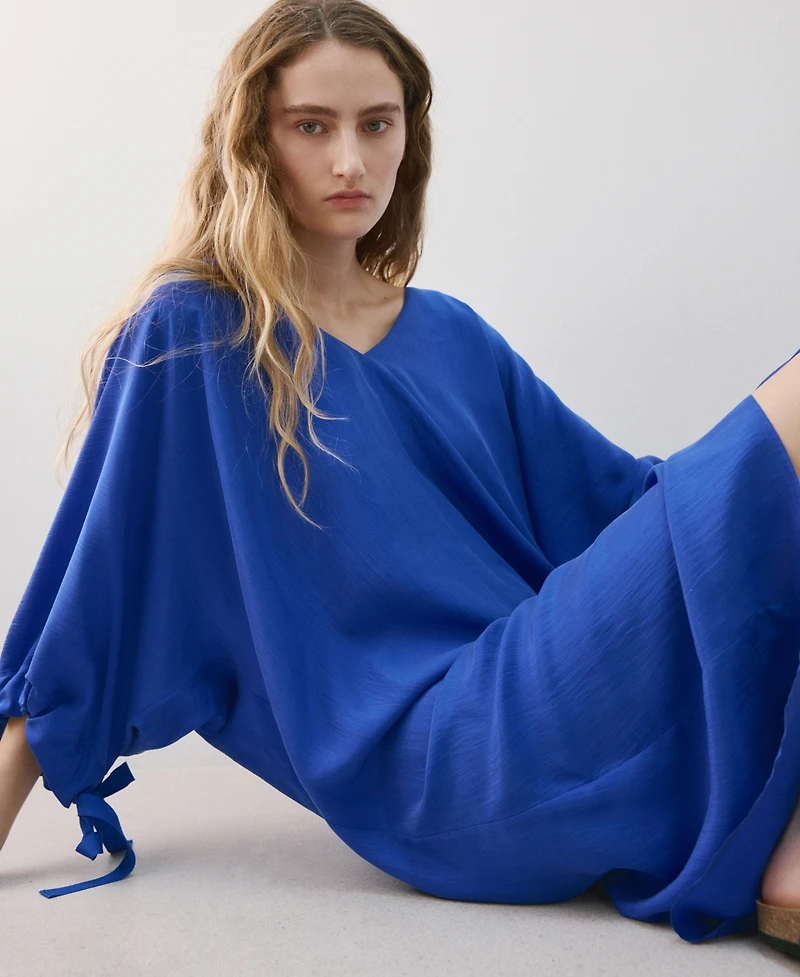 Mango Women's Puffed-Sleeve Silk Nightgown