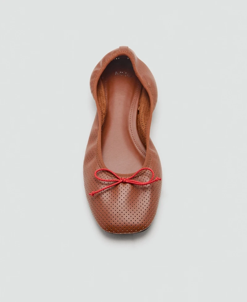 Mango Women's Bow Perforated Ballet Flats