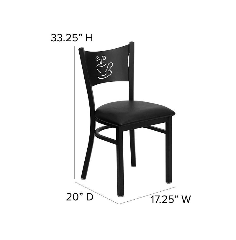 Emma+Oliver Coffee Back Metal Restaurant Dining Chair