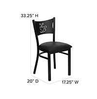 Emma+Oliver Coffee Back Metal Restaurant Dining Chair