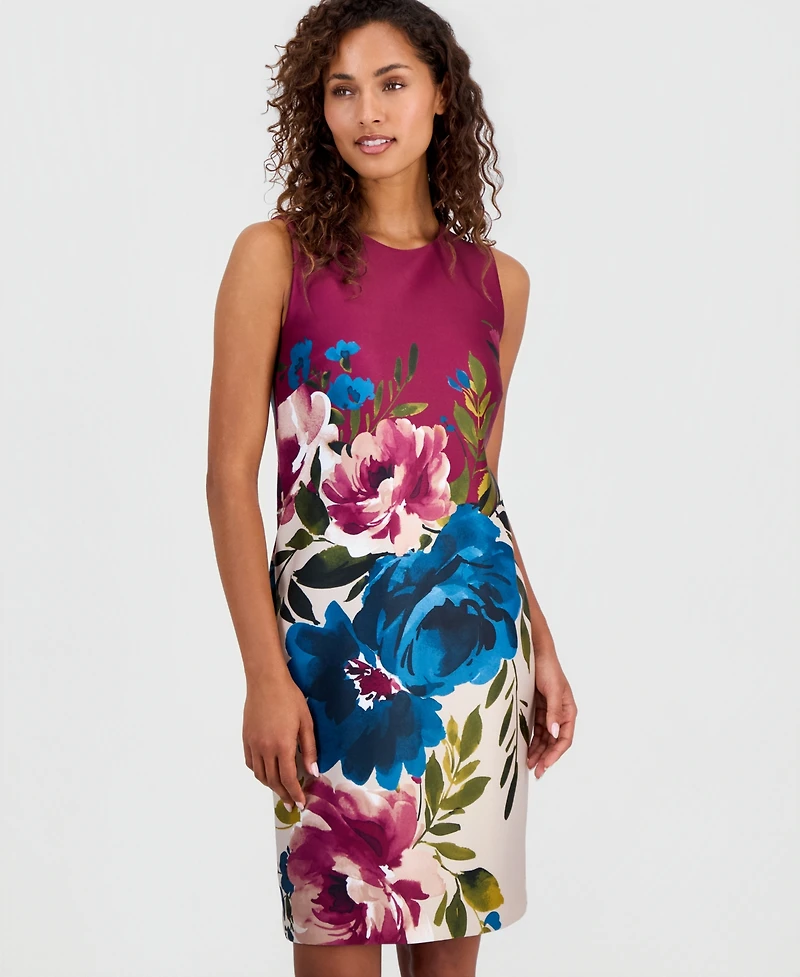 Anne Klein Petite Sleeveless Printed Scuba Sheath Dress