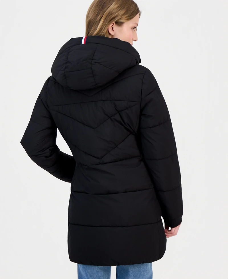 Tommy Hilfiger Women's Chevron-Quilted Puffer Coat