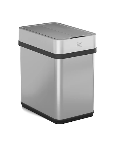 Home Zone Living 2 Gallon Slim Sensor Trash Can with Butterfly Lid and Touch Controls, Rectangular Stainless Steel, Silver