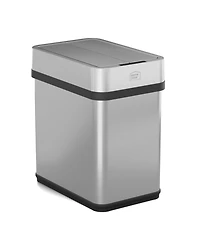 Home Zone Living 2 Gallon Slim Sensor Trash Can with Butterfly Lid and Touch Controls, Rectangular Stainless Steel, Silver