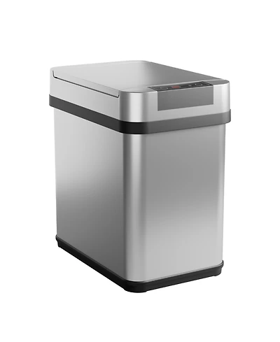Home Zone Living 2 Gallon Slim Sensor Trash Can with Motion Sensor Lid and Touch Controls, Rectangular Stainless Steel, Silver