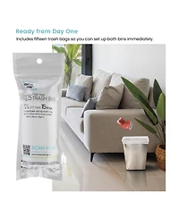 Home Zone Living 3 Gallon Rectangular Open Top Wastebasket, Stainless Steel, Matte Silver