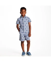 Andy & Evan Toddler Boys Toddler/Child Navy Stripe Shark Short Sleeve Cabana Set