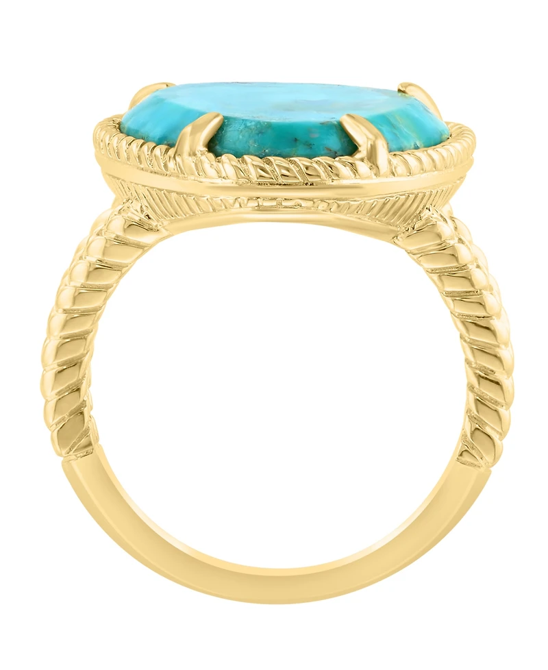 Effy Collection Turquoise Ring in Sterling Silver with 14k Yellow Gold Plating