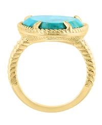 Effy Collection Turquoise Ring in Sterling Silver with 14k Yellow Gold Plating
