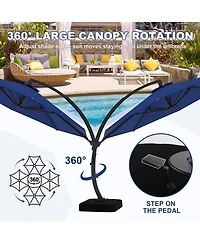 homfan 11Ft Outdoor Patio Umbrella, Curvy Cantilever Umbrella with Base Included, Large Round Offset Aluminium Frame for Patio, Garden.