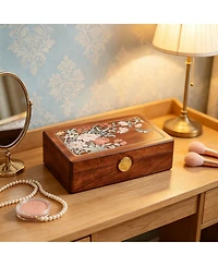 Yigii Solid Wood Travel Organizer Box: Compact, Brass Lock