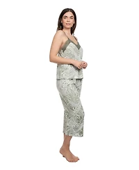 Linea Donatella Women's V-Neck Cami Top and Cropped Pants, 2-Piece Set
